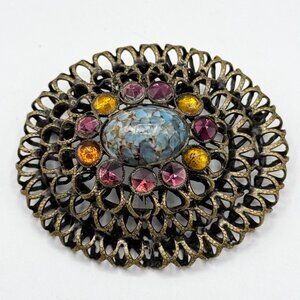 Vintage Estate Kandell & Marcus Layered Deco Brooch Pin